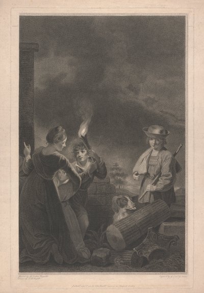 Fenêtre ouest de la chapelle, New College Oxford : berger et chien, partie de la fenêtre de la Nativité - George Siegmund Facius