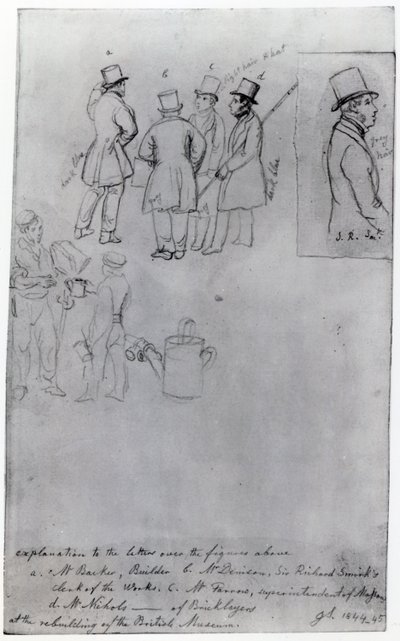Constructeurs et géomètres à la reconstruction du British Museum, 1844 - George Snr Scharf