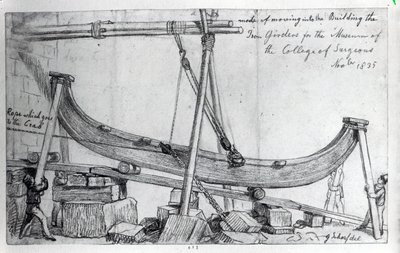 Déplacement des poutres de fer utilisées pour construire le musée Hunterian au Royal College of Surgeons, 1835 - George Snr Scharf
