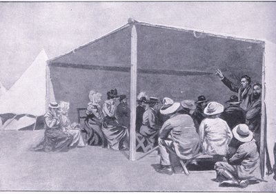 Service divin dans un camp de réfugiés Boers, d