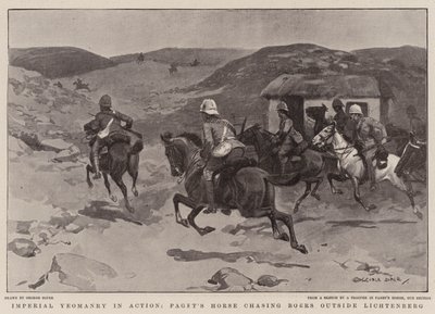 Les Yeomanry impériaux en action, le cheval de Paget poursuivant les Boers à l
