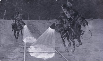 Sur un chemin de fer mandchou : Patrouille de nuit, illustration de l