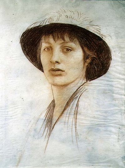Fille au chapeau à plumes - George Spencer Watson