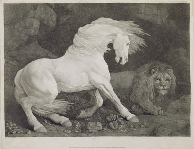 Un cheval effrayé par un lion, gravé par l