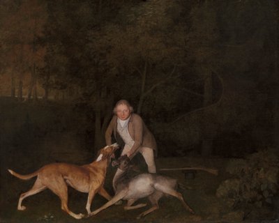 Freeman, le garde-chasse du comte de Clarendon, avec une biche mourante et un chien - George Stubbs