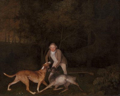 Freeman, le garde-chasse du comte de Clarendon, avec une biche mourante et un chien - George Stubbs
