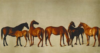 Juments et poulains (huile sur toile) - George Stubbs