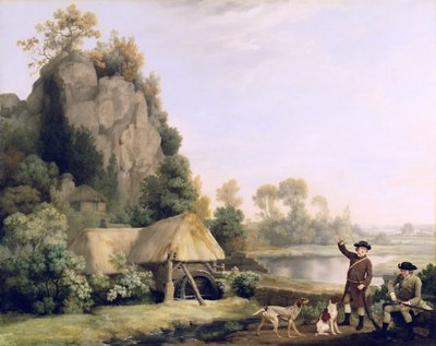Deux messieurs allant chasser, avec une vue de Creswell Crags, prise sur place - George Stubbs