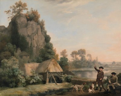 Deux gentilshommes allant à la chasse, avec vue sur Creswell Crags, pris sur place - George Stubbs