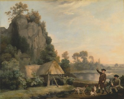 Deux messieurs partant à la chasse, avec une vue de Creswell Crags, prise sur le vif - George Stubbs