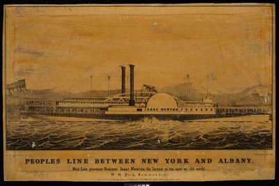 Ligne des peuples entre New York et Albany. Nouveau bateau à vapeur basse pression Isaac Newton, le plus grand du nouveau ou de l