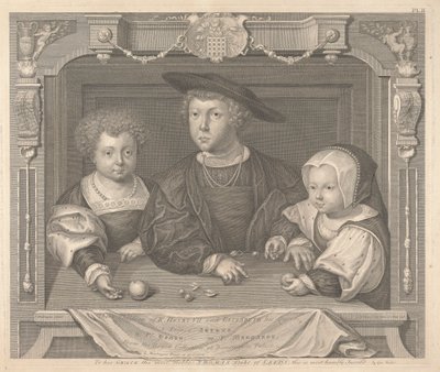 Trois enfants de Henri VII et Élisabeth sa reine, Prince Arthur, Prince Henry et Princesse Margaret - George Vertue