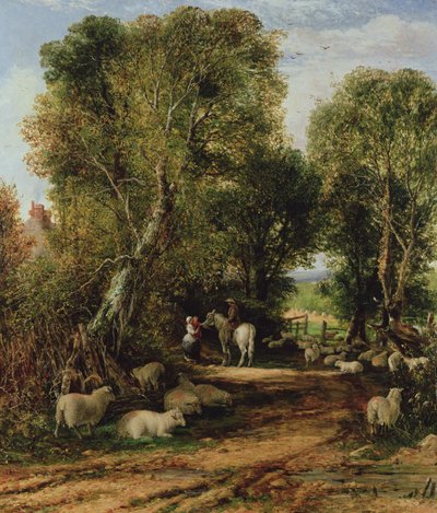 Scène pastorale avec moutons, 19ème siècle - George Vicat Cole