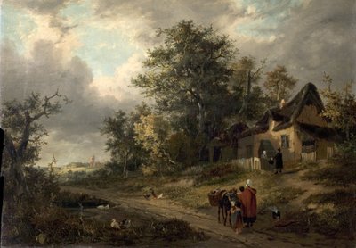 Paysage avec des Cottages et un Ferblantier - George Vincent