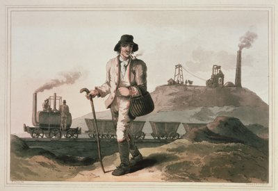 Locomotive Blenkinsop à la mine de Middleton près de Leeds, gravée par Robert et Daniel Havell, 1814 - George Walker