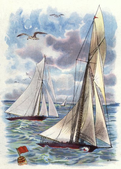 Une course de yachts (lithographie en couleur) - George Washington Lambert