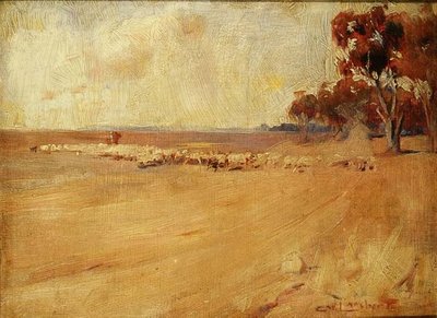 Paysage, Rounding Stock, Australie - George Washington Lambert