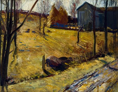 Meules de foin et grange - George Wesley Bellows