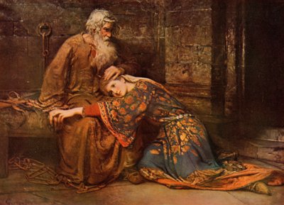 Shakespeare : Cordélia réconfortant le roi Lear en prison, Le Roi Lear, Acte V, Scène 3 - George William (after) Joy