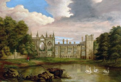 Abbaye de Newstead, Nottinghamshire, depuis le lac supérieur - George William Taylor
