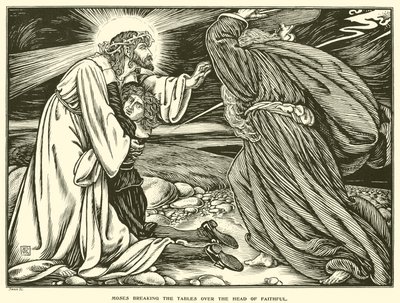 Moïse brisant les Tables sur la tête de Fidèle - George Woolliscroft Rhead
