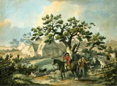 Chasse à la perdrix, gravé par Thomas Rowlandson, publié par J. Harris, 1789 - George after Morland