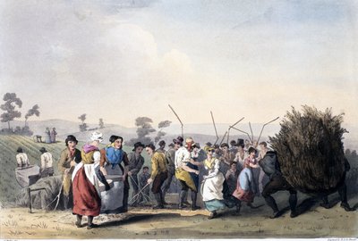 Battage du viol, du Costume du Yorkshire gravé par Robert Havell (1769-1832) 1814 - George after Walker
