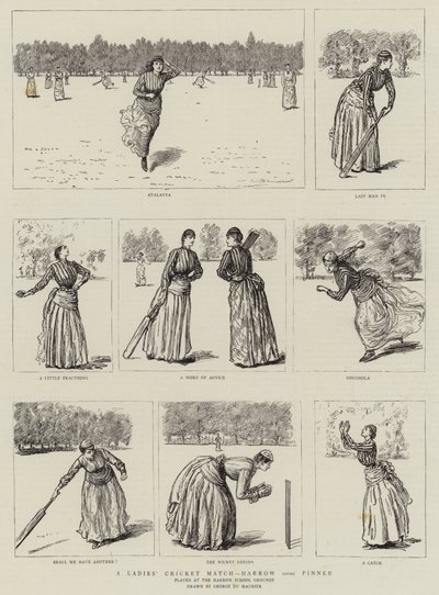 Un match de cricket féminin, Harrow contre Pinner - George du Maurier