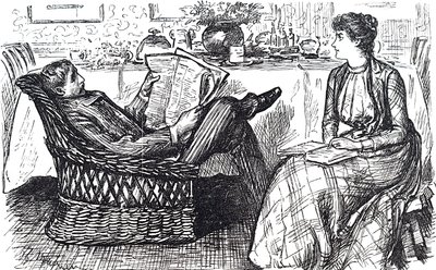 Un mari et une femme lisant - George du Maurier