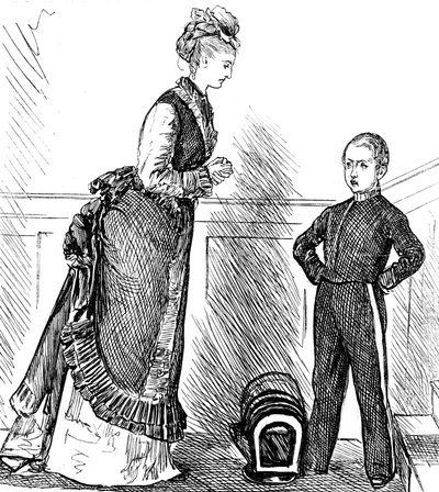 Une mère disciplinant son enfant turbulent - George du Maurier