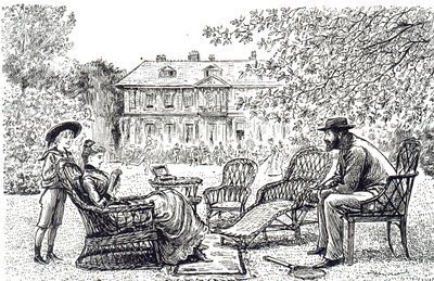 Gravure représentant des meubles en osier typiques. Illustré par George du Maurier (1834-1896) un caricaturiste et auteur franco-britannique - George du Maurier