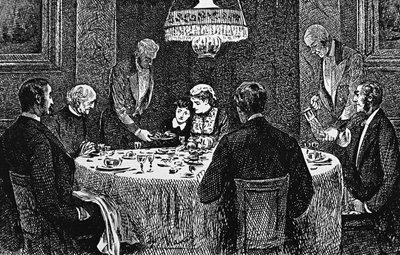 Une famille de la haute société à table - George du Maurier