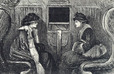 Dessin humoristique représentant des passagers dans le métro de Londres - George du Maurier
