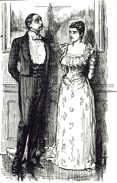 Caricature de Georges du Maurier illustrant un homme et une femme en conversation lors d