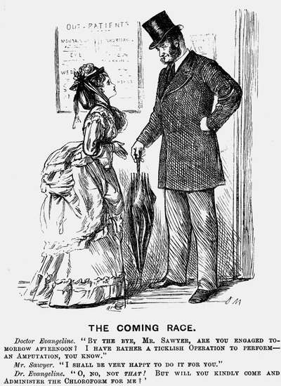 La race à venir. Le chirurgien du futur. Caricature de George du Maurier pour Punch, Londres, 14 septembre 1872, montrant l