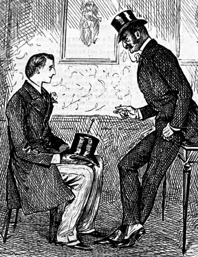 Deux messieurs fumant un cigare et discutant après le dîner - George du Maurier