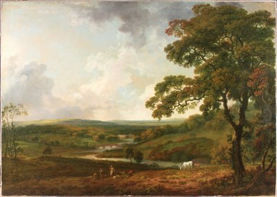 Vue dans le parc de Welbeck avec un ruisseau sinueux - George the Elder Barret