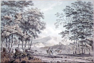 Paysage avec rivière et figures - George the Elder Barret