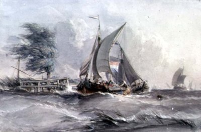 Un jour venteux : bateaux dans une tempête - George the Elder Chambers