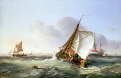 Un boeier (voilier commercial hollandais) dans le vent - George the Elder Chambers