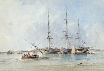 La frégate Blackwall Seringapatam au mouillage au large du fort de Tilbury - George the Elder Chambers