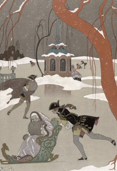 Patinage sur le lac gelé, illustration pour 