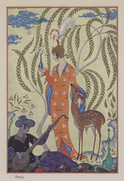 Le Roman du Parfum : Perse (lithographie en couleur) - Georges (after) Barbier