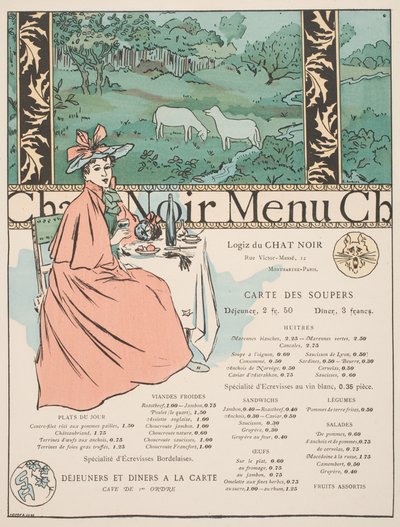 Menu du Chat Noir - Georges Auriol