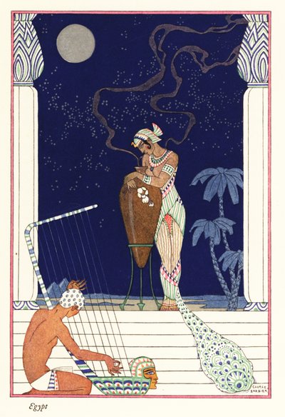 Une reine sent le parfum brûlé, Égypte ancienne - Georges Barbier