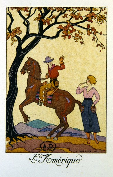 Amérique, illustration pour un calendrier de 1921 - Georges Barbier
