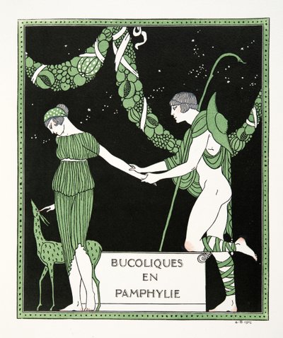 Bucoliques en Pamphylie, illustration des Chansons de Bilitis, par Pierre Louÿs, pub. 1922 - Georges Barbier