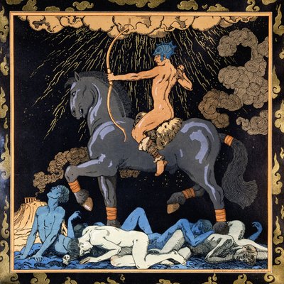 Celui qui Monte le Cheval Noir, c.1917-1920 - Georges Barbier