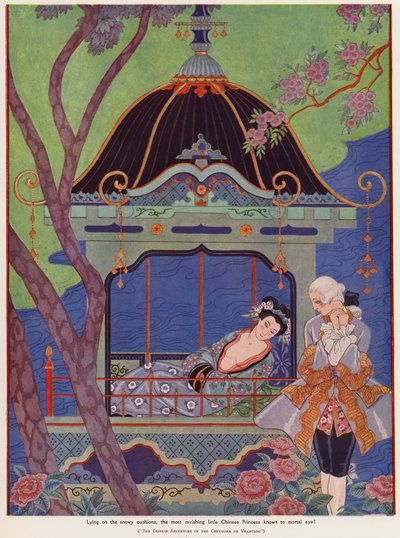 Princesse chinoise allongée dans un pavillon - Georges Barbier
