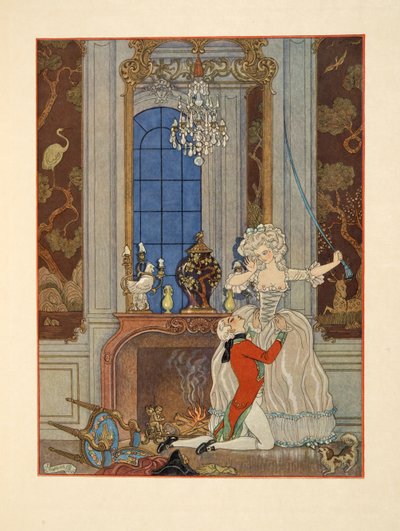 Danceny déclarant son amour à Cécile - Georges Barbier
